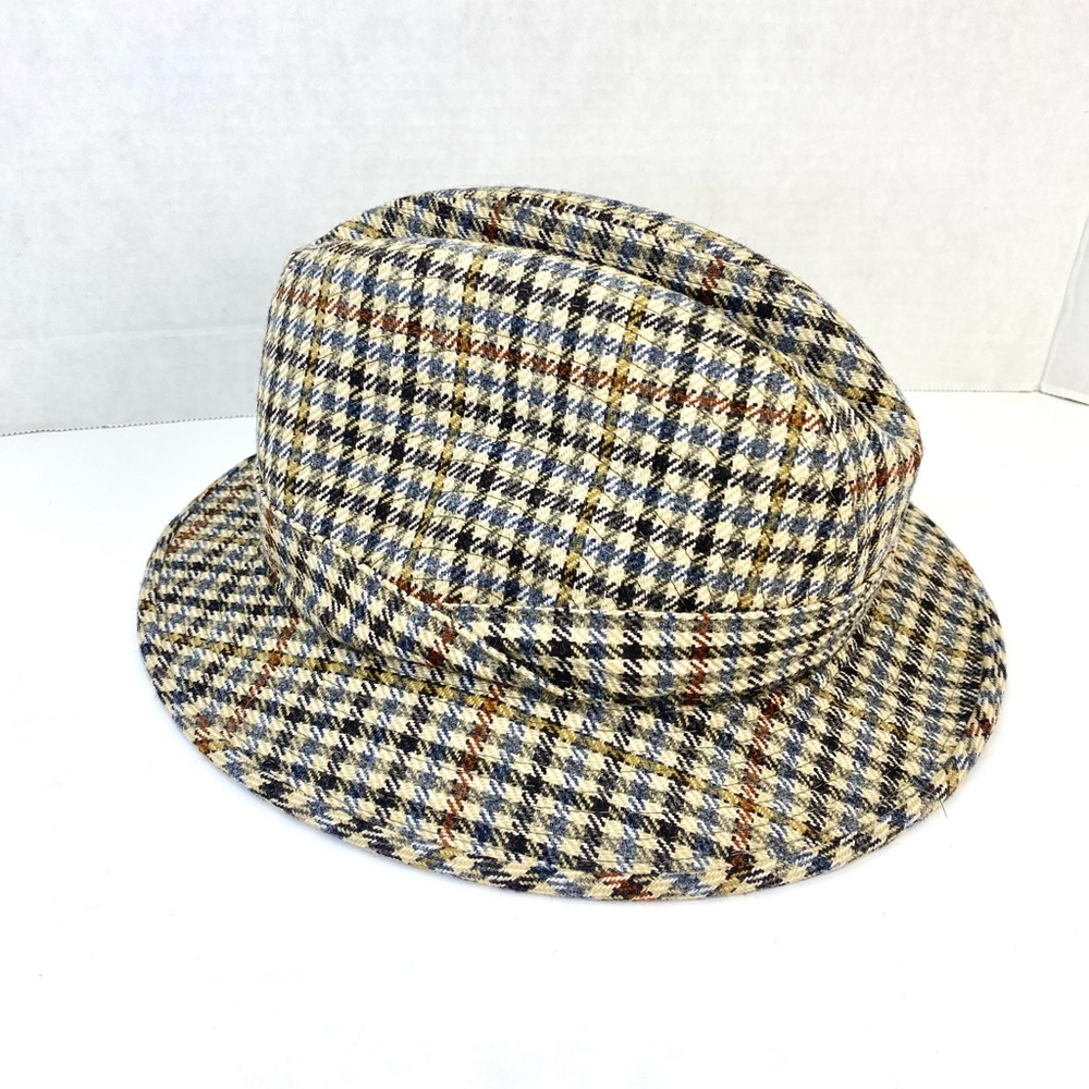 Aquascutum Trilby Fedora Hat Small Vintage 70’s 80’s House Check England Wool